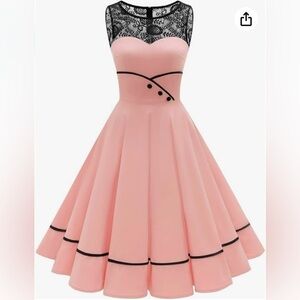 Bbonlinedress Women's 50s Vintage Floral Lace Party Swing Dress